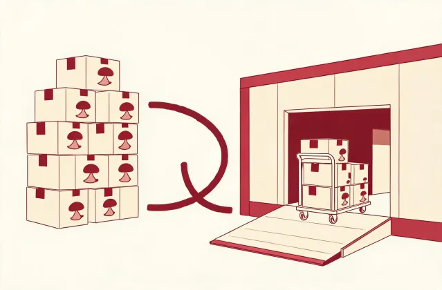 Illustration of a mushroom spawn shipment brief and US receiving point